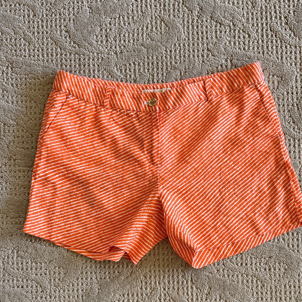 Michael Michael Kors Orange /White Print Linen Shorts Size 10 - Picture 3 of 12